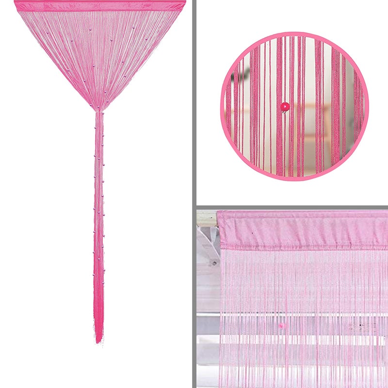 HSYLYM Beaded Curtain Beads Door String Curtains Ideal for Living Room Decor Wall Hanging Fringe Doorway Divider Bedroom Backdrop Hippie Window Closet Privacy Rod Pocket Dense (100x200cm,Pink) - Image 4
